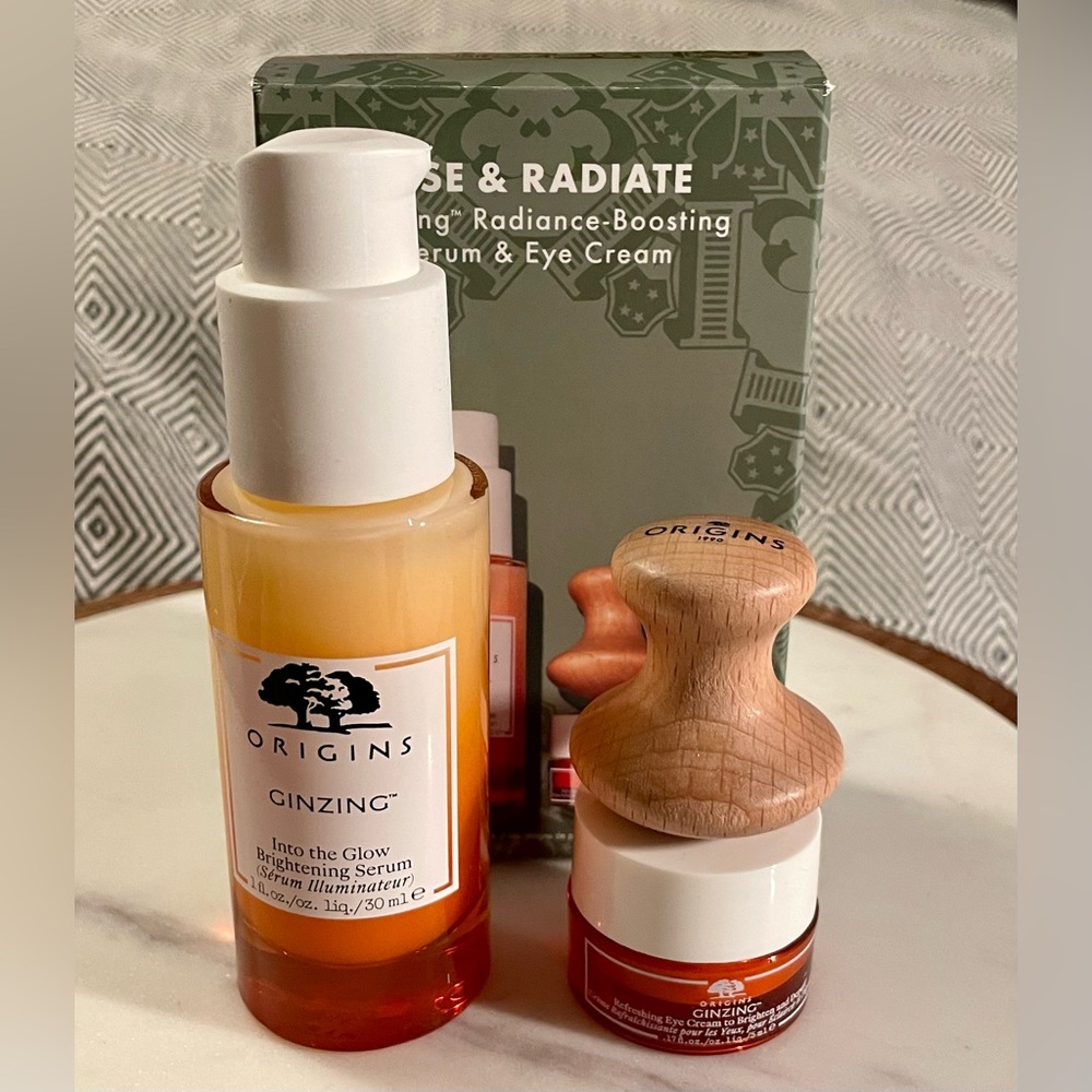 Origins | Rise & Radiate GinZing Radiance-Boosting Serum & Eye Cream Set - NIB